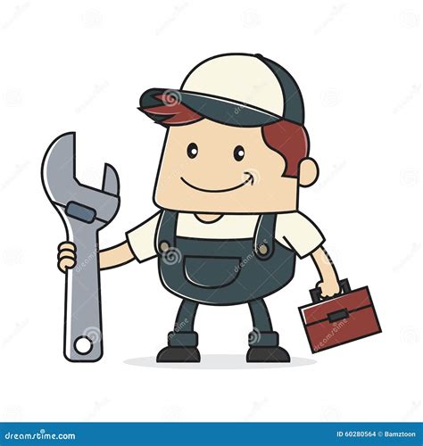 Plumber Holding Adjustable Wrench Stock Vector Illustration Of Person