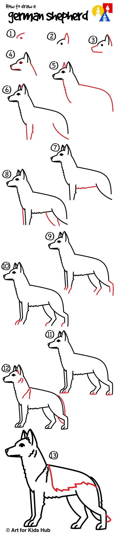 How To Draw A German Shepherd Art For Kids Hub Art For Kids Hub