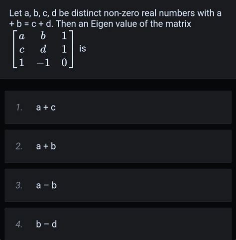 Solved Let A B C D Be Distinct Non Zero Real Numbers With