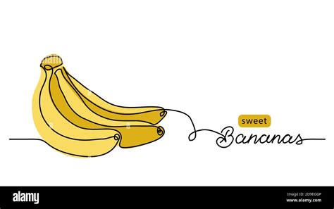 Bananas Bunch Vector Illustration One Continuous Line Drawing Art