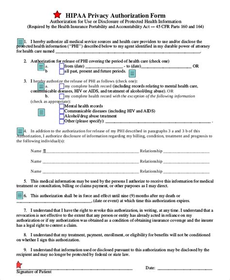 Sample Hipaa Authorization Form The Document Template