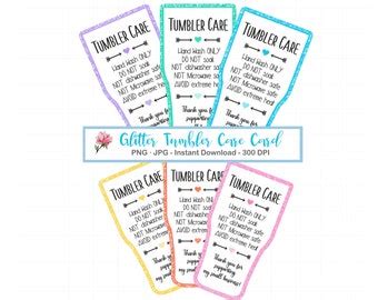 Printable Tumbler Care Card Svg Png Print And Cut Wash Etsy