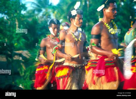 Dancers At Yam Festival Celebration Trobriand Islands Papua New Guinea