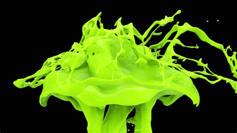 Green Color Splash In Extreme Slow Motion Alpha Channel