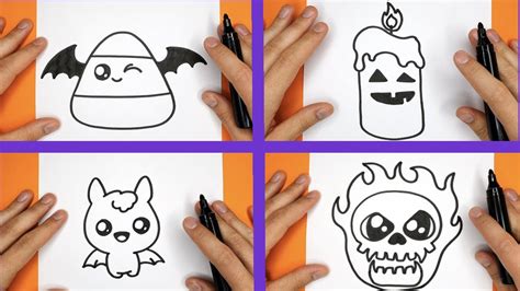 10 Easy Little Halloween Drawings Youtube