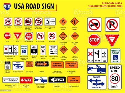 Set Of Usa Road Sign Stock Illustration Download Image