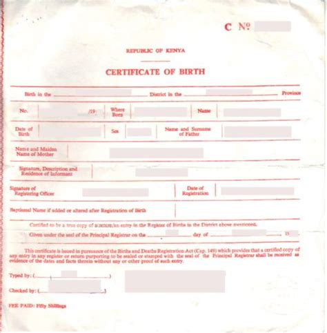 Certificate Of Birth Kenya Musterübersetzungen Von Urkunden