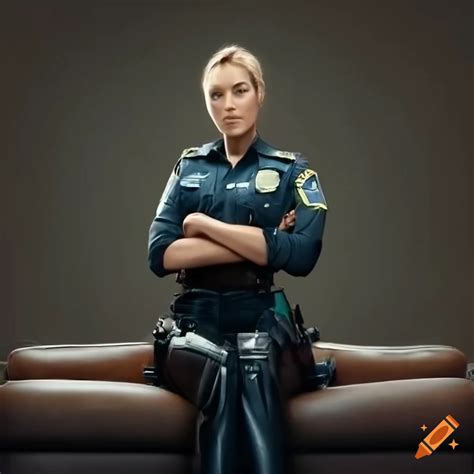 Hyperrealistic Police Portrait Of A Stunning Policewoman