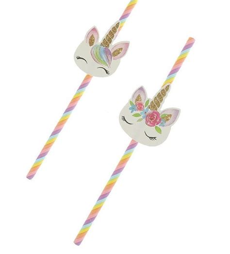20 unicorn straws rainbow straws birthday party supplies etsy