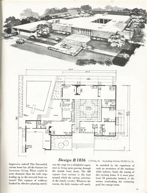Vintage House Plans Mid Century Homes 1960s Homes Courtyard House