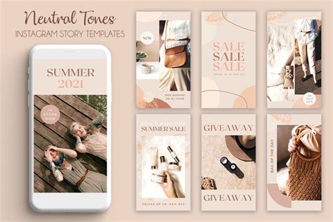Minimal Neutral Instagram Story Templates For Canva