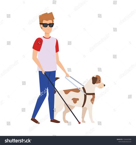Blind Man Guide Dog Stock Vector Royalty Free 1224245386 Shutterstock