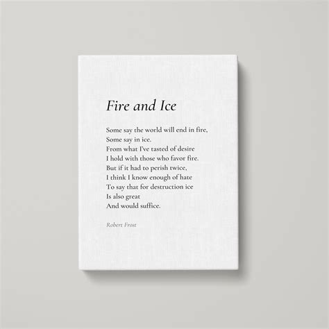 Fire And Ice By Robert Frost Poem Canvas Print Poetry Print Etsy