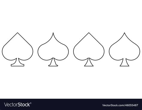 Playing Card Spade Suit Line Icons Spades Icons Vector Image