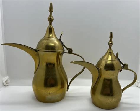 Antique Copper Brass Dallah Coffee Pots Arabic Turkish Middle Eastern X
