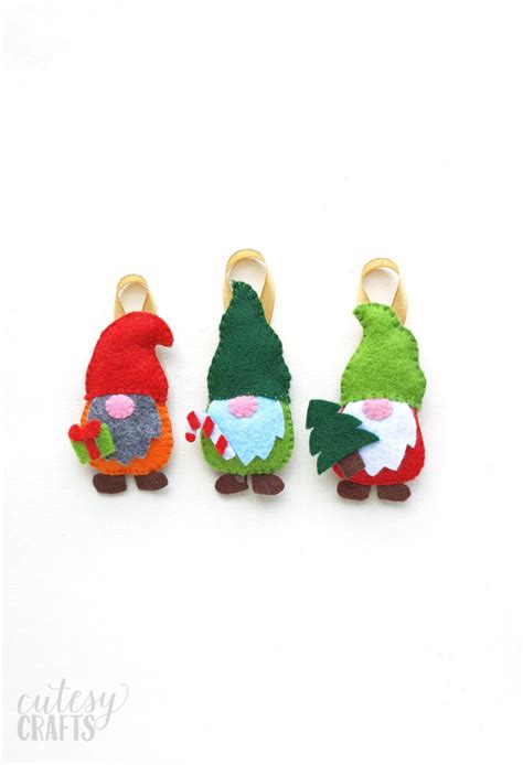 Felt Gnome Ornaments With Free Patterns Cutesy Crafts