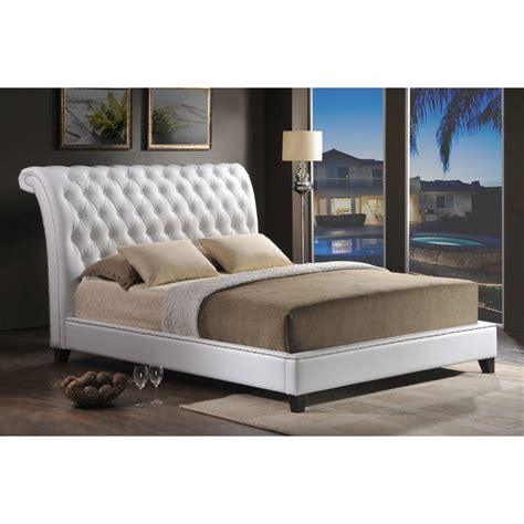 Update your bedroom with a fresh new look. Jazmin Tufted White Modern Bed with Upholstered Headboard ...