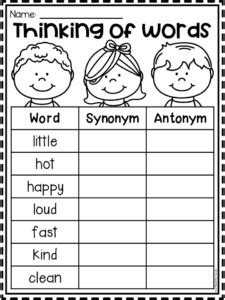 Antonyms And Synonyms Worksheet For Grade 3 - kidsworksheetfun