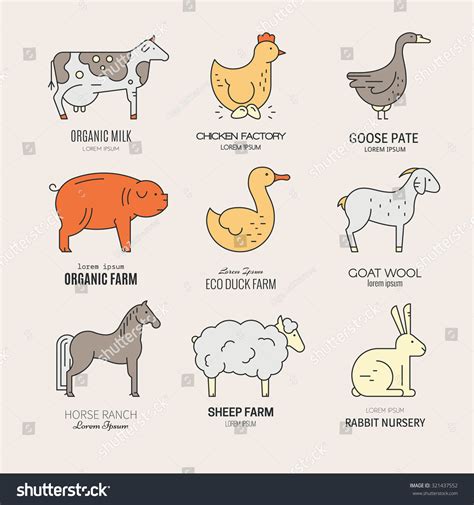 Vector Logo Collection With Different Farm Animals