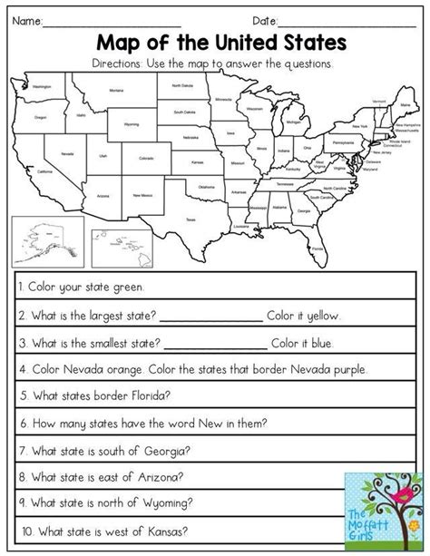 Free Us Map Elementary Worksheet Social Studies Worksheets 4th Grade