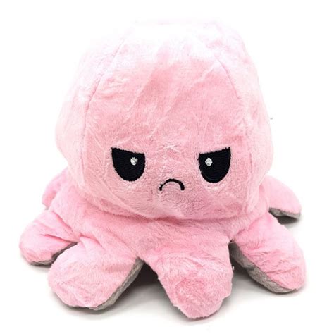 Happy Sad Octopus Mini Mood Octopus Plush Toy Pink And Grey Promo