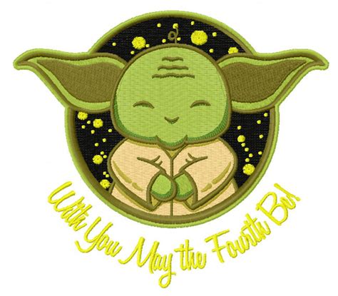 Baby yoda ornament embroidery design. Cute Yoda embroidery design