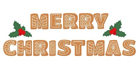 Premium Vector Merry Christmas Gingerbread Banner Cookies Lettering