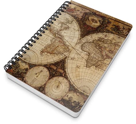 Vintage World Map Spiral Notebook 7x10 Youcustomizeit