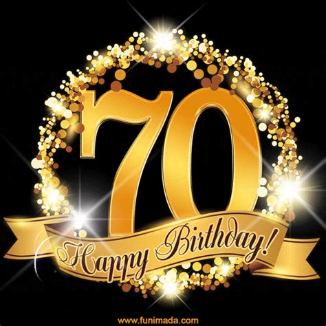 Happy 70th Birthday Anniversary Card Gold Glitter And Sparkles