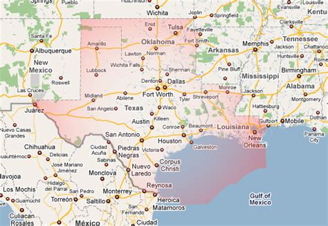 Map Of Texas Oklahoma And Louisiana