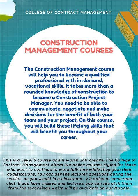 Construction management courses | Construction management, Contract management, Management