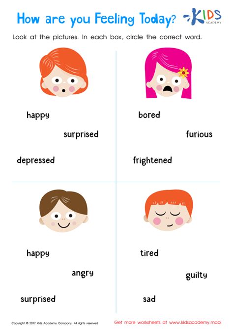 Feelings Feelings And Emotions Worksheet First Grade