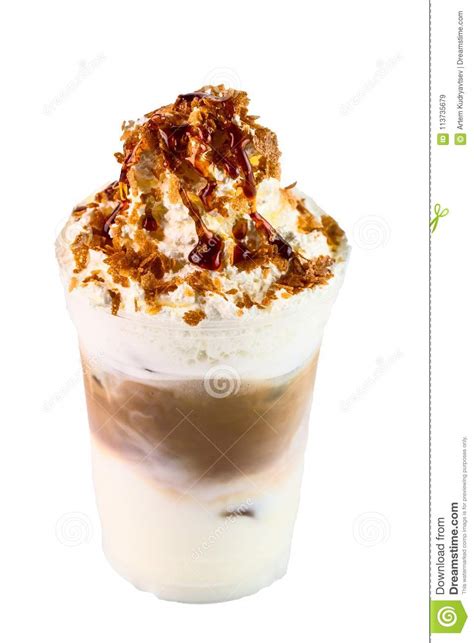 Cappuccino With Whipped Cream And Caramel Stock Image Image Of Milk