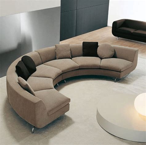 Small Round Sectional Sofa Half Round Curved Modern Brown Color Round