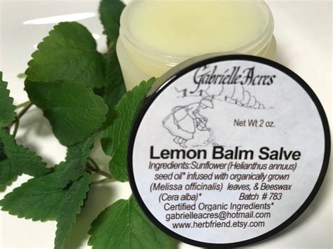 Lemon Balm Salve Unscented Organic Ingredients Melissa Etsy