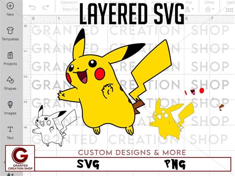 Pikachu Layered Svg Png Instant Download Cricut Silhouette Iron On Heat