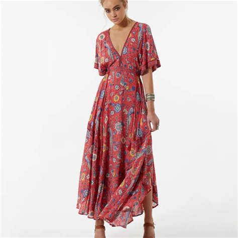 2017 Women Summer Printed Floral Maxi Beach Boho Hippie Dress Plus Size