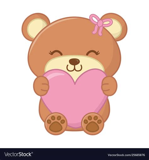 Toy Bear Hugging A Heart Royalty Free Vector Image