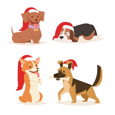 Dog cartoon christmas vectors and psd free download. Christmas dog cute cartoon puppy characters illustration home pets doggy different xmas ...