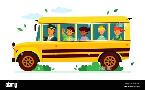 Descargar Este Vector Los Niños En El Autobús Escolar Ilustración De