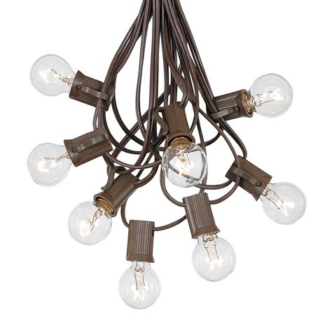 Clear G30 Globeround Outdoor String Light Set On Brown Wire Novelty