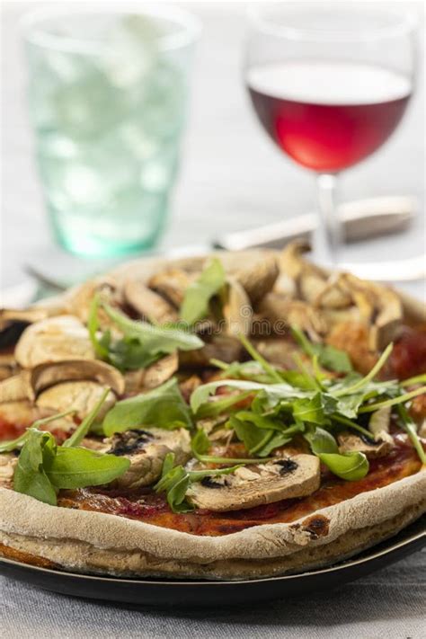 Mushroom Pizza On A Plate Stock Image Image Of Cook 187282007