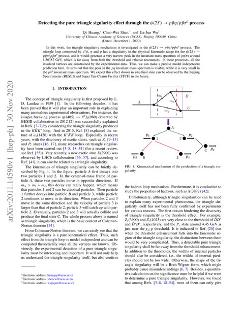 Pdf Detecting The Pure Triangle Sigularity Effect Through The Psi