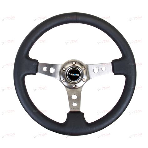 Nrg Reinforced Steering Wheel 350mm 3in Deep Blk Leather W