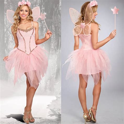 Women Sexy Deluxe Pink Tinkerbell Fairy Costume Adult Tinker Bell