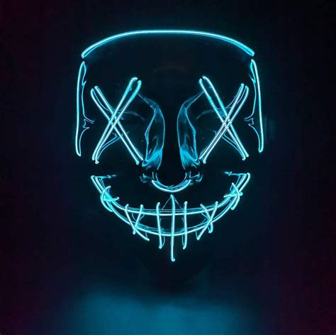 Halloween Purge Mask Cosplay Led Light Up Scary Face Mask Costume For