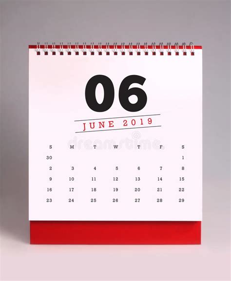 Simple Desk Calendar 2019 June Stock Image Image Of Month Standing