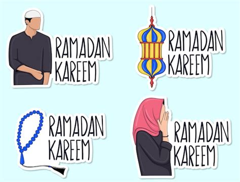 Premium Vector Ramadan Kareem Sticker Collection