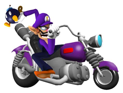 Waluigi Throwing An Bomb Omb In The Wario Bike Mario Kart Characters