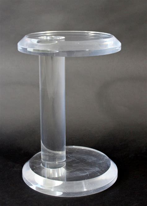 Mid Century Modern Small Round Chunky Lucite Acrylic Side End Table